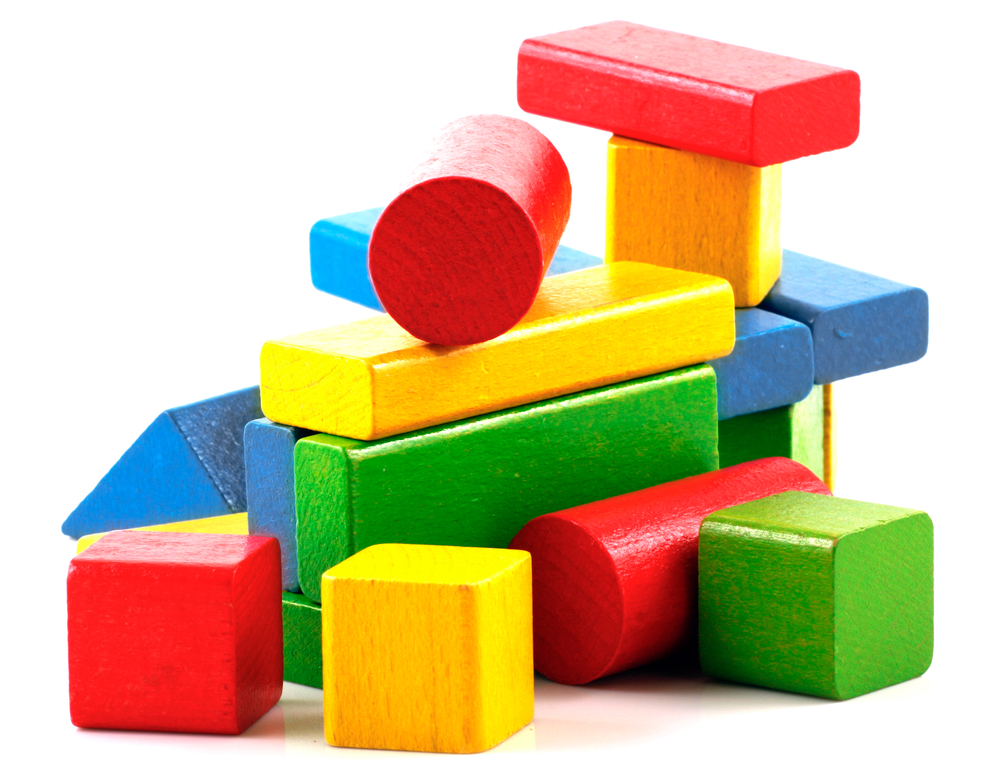 Stack of primary colored wooden blocks
