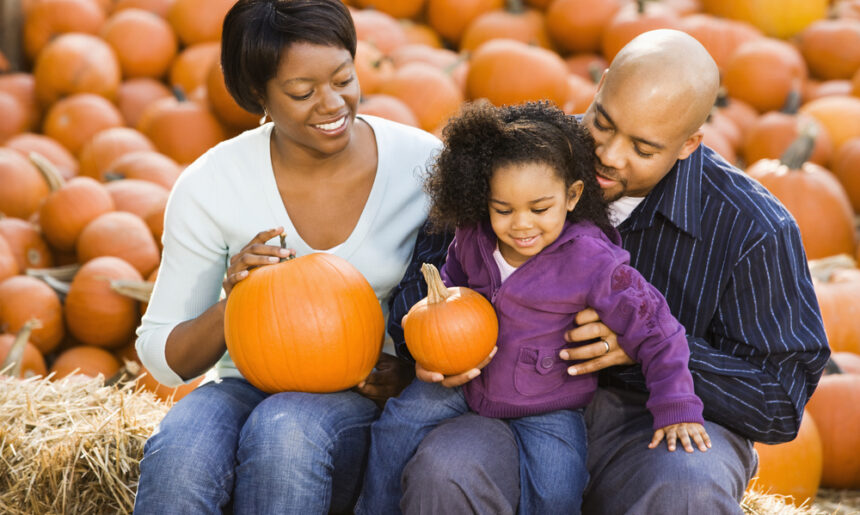 Black Family at Pumpkin Patch