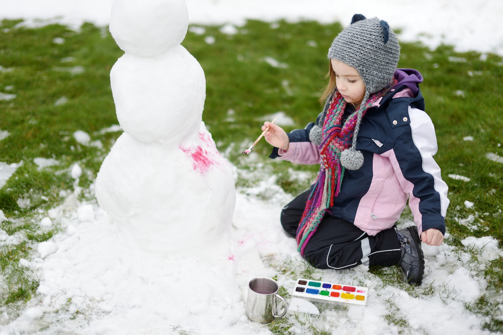 Girl painting a snowman