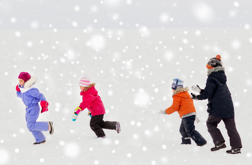 Kids playing in snow