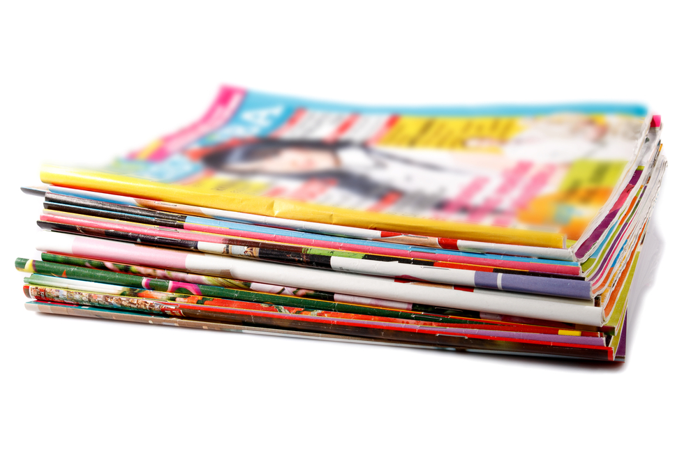 Stack of old colored magazines